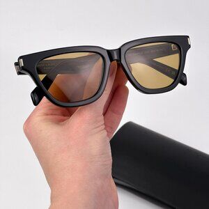 Saint Laurent SL462 SULPICE 009 Cat Eye Sunglasses – Black Frame Yellow Lenses